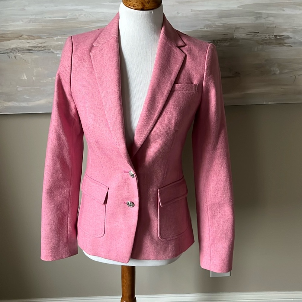 Banana Republic pink wool blend blazer with elbow patches